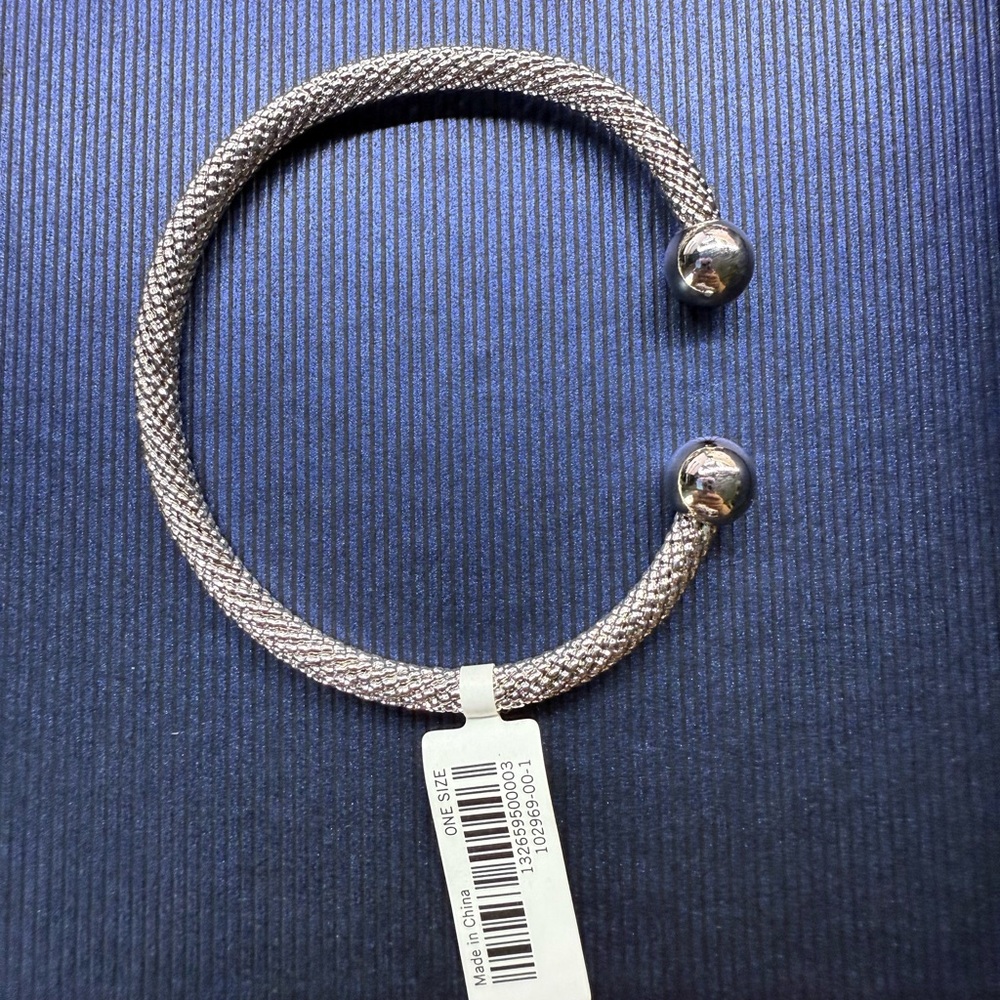 Banana Republic Silver Textured Cuff Bracelet